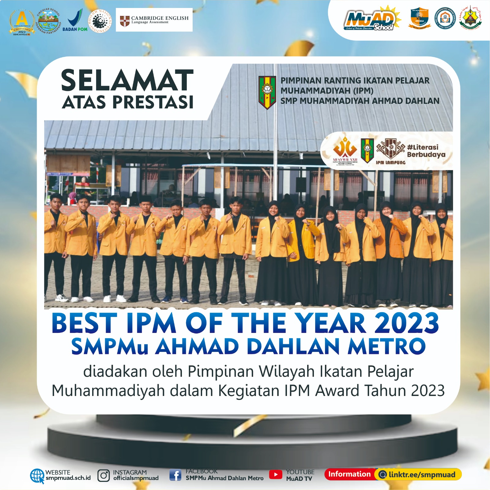 Prestisius Award IPM SMP MUAD Sebagai Best IPM of The Year 2023