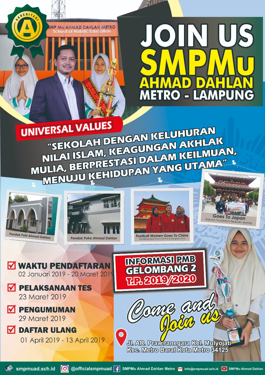 Informasi Pendaftaran PMB Gelombang II SMP MUAD 2019 2020