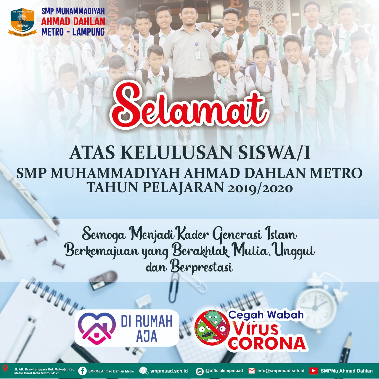 Kelulusan Siswa SMP Mu Ahmad Dahlan Metro